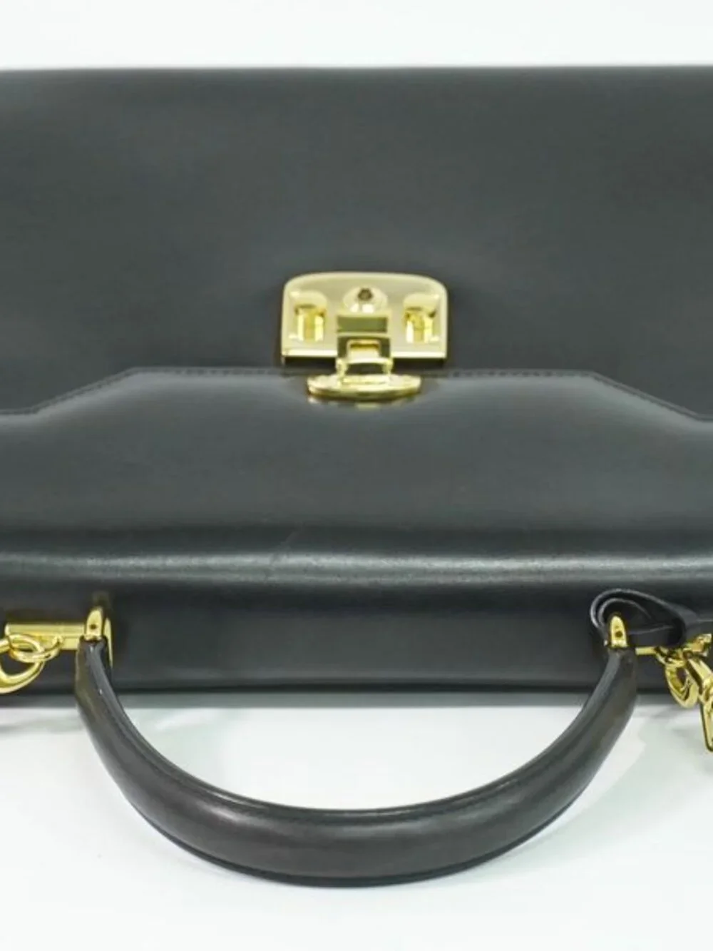★SOLD★ Gucci Lock 2-Way Shoulder Bag Leather Black Outside - Picture 5 of 9